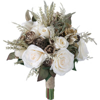 1 x RAW Customer Returns Fouriding bridal bouquet bride bridesmaid bridesmaids bouquets wedding roses bouquet artificial rose bouquet bouquet decoration creamy - RRP €47.6