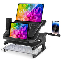 1 x RAW Customer Returns Sxuan Laptop Stand Height Adjustable, Laptop Holder Desk Foldable with 360 Rotating Base and Cell Phone Holder, Laptop Stand for Laptop 10-17.3 , Tablet, iPad, Notebook, MacBook - RRP €39.99