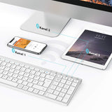 1 x RAW Customer Returns iClever wireless keyboard, BK10 Bluetooth keyboard Mac with 3 Bluetooth channels, ultraslim rechargeable QWERTZ German keyboard, wireless keyboard for iOS, Android, Windows, white - RRP €26.11