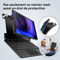 1 x RAW Customer Returns TECURS Keyboard for iPad 9th Generation 10.2, 360 Degree Rotating, Protective Case for iPad Air 3 Pro 10.5 inch Keyboard with Backlight, Smart Trackpad, Bluetooth, Wireless, AZERTY Keyboard, - RRP €79.99