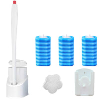 1 x RAW Customer Returns AnMelon Disposable Toilet Brush with Holder, Toilet Brush Set, Disposable Toilet Cleaning System with 24 Replacement Heads and 2 Silicone Brushes - RRP €22.8