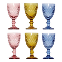 1 x RAW Customer Returns Solycarpa Set of 6 Transparent Glass Cups for Party, Wedding or Christening Original and Resistant 2 Pink 2 Blue 2 Amber . Ideal for Wine, Cava or Water. - RRP €32.68