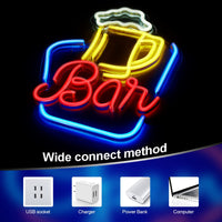 1 x RAW Customer Returns FITNATE Bar Deco, Bar Neon Sign, USB Illuminated Bar Neon Sign, LED Bar Sign with Adjustable Lighting, Ideal for Party, Wall, Room etc. - RRP €35.99