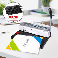 1 x RAW Customer Returns Makeasy 21 Hole Metal Binding Machine, Professional Binding Machine up to 450 Sheets with 100 Pieces 3 8 PVC Comb Binding for Home Use Office Freelancers - RRP €67.5