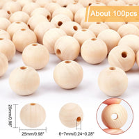 1 x RAW Customer Returns PandaHall 100pcs 25mm Round Wooden Beads Ball Natural Wooden Loose Beads Spacer Beads Balls Macrame Beads for DIY Jewelry - RRP €18.43