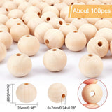 1 x RAW Customer Returns PandaHall 100pcs 25mm Round Wooden Beads Ball Natural Wooden Loose Beads Spacer Beads Balls Macrame Beads for DIY Jewelry - RRP €18.43