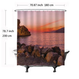 1 x RAW Customer Returns Ulticool shower curtain - sunset nature sea sand beach Spain - 180 x 200 cm - washable - anti-mould - with 12 rings - pink orange brown - RRP €19.99