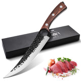 1 x RAW Customer Returns Purple Dragon 7 Inch Boning Knife Fillet Knife Full Tang Chef s Knife Meat Vegetable Cleaver High Carbon Steel Kitchen Knife for Fish Meat Deboning with Gift Box - RRP €29.5