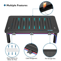 1 x RAW Customer Returns BONTEC monitor stand with drawer, 3 height adjustable monitor stands for desk with mesh platform for monitor, laptop, computer, iMac, printer up to 20 kg, cable ties included - RRP €18.39