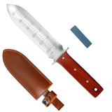 1 x RAW Customer Returns FLORA GUARD Professional Hori Hori Garden Knife with Leather Sheath, Stainless Steel Blade, Including Whetstone, for Weeding, Digging, Pruning and Cultivating Red  - RRP €24.19