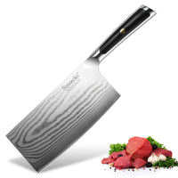 1 x RAW Customer Returns Sunnecko 18cm Chinese Damascus Cleaver Kitchen Knife, 73 Layers Stainless Steel Professional Kitchen Knife Meat Cleaver Beef Knife with Ergonomic Handle - RRP €104.99