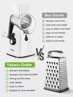 1 x RAW Customer Returns Yabano vegetable cutter, grater for vegetables with 3 drum blades, drum grater quick and easy cutting, vegetable slicer ideal for cheese, cucumbers, carrots, nuts etc. white  - RRP €25.99