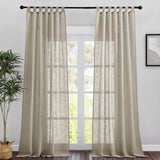 1 x RAW Customer Returns PONY DANCE curtains living room semi-transparent curtains country house style - loop curtain set of 2 voile curtains linen look balcony door curtain translucent curtains taupe, H 245 x W 140 cm - RRP €31.21