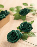 1 x RAW Customer Returns DuHouse Artificial Roses Flowers Fake Foam Roses Heads with Stem Artificial Flowers Rose for Wedding Home Party Baby Shower Valentine s Day Decoration 25 Pieces, Hunt Green  - RRP €18.99