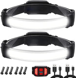 1 x RAW Customer Returns Aaizplz Headlamp LED Rechargeable, 2 Pack 1500 Lumens Super Bright Headlamp 3 Modes Head Lamp, IPX4 Waterproof LED Lightweight Perfect for Jogging, Hiking, Camping, Cycling, Fishing - RRP €20.16