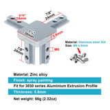 1 x RAW Customer Returns Pack of 6 3-Way Aluminum Profile Corner Connectors with Screws, Corner Bracket Slot 6 8 for Aluminum Extrusion Profile Silver 3030 Series 30 x 30 Slot 8 M6  - RRP €20.11