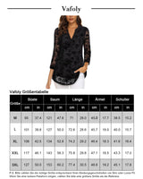 1 x RAW Customer Returns Vafoly Black Blouses for Women Elegant Casual Work Tops Ladies V Neck Dressy Tunic Wear with Leggings Floral Office Clothes Flowy Spring Flocked Black Flowers XL - RRP €32.99