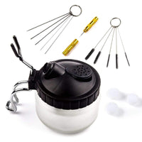 1 x RAW Customer Returns Airbrush complete cleaning set cleaning pot professional air brush spray gun cleaning container glass airbrush cleaning set with 5 cleaning brushes, 5 cleaning picks, 1 airbrush reamer - RRP €16.08