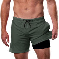 1 x RAW Customer Returns Dancinova swimming trunks for men swimwear men swimming trunks with compression liner 2 in 1 summer short breathable, green, M - RRP €26.21