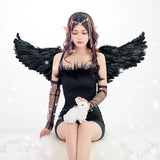 5 x Brand New ZFKJERS Angel Wings with Fairy Wand and Halo, Fairy Costume for Women and Children for Halloween, Carnival, Cosplay Party Small, Black  - RRP €54.65