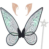 4 x Brand New Winwild Adult Fairy Wings 60 cm Butterfly Wings Fairy Wings Ladies Fairy Wings with Elf Ears and Wand Children Butterfly Costume Accessories for Carnival Halloween Cosplay Party Black  - RRP €64.48