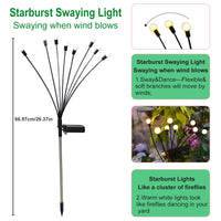 1 x RAW Customer Returns YJFWAL Firefly Solar Garden Lights Outdoor 2 Pack Firefly Lights Waterproof Swinging Garden Lights for Pathway Christmas Yard Patio Landscape Decorative, 8LED Each Warm White, 2 Pack  - RRP €17.14