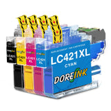 1 x RAW Customer Returns DOREINK LC421XL cartridges compatible for Brother LC421XL LC421 cartridges Brother for printer cartridges Brother LC421 for Brother DCP-J1050DW cartridges DCP-J1140DW MFC-J1010DW cartridges multipack pack of 4  - RRP €21.77