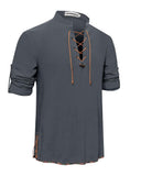 1 x RAW Customer Returns YAOHUOLE Linen Shirt Men Medieval Linen Shirts Men Pirate Shirt Men Dark Grey 2XL - RRP €26.95