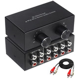 1 x RAW Customer Returns UNSTINCER Cinch RCA L R Audio Switch 4 2 -In-2 4 -Out, Analog Stereo Aux Switch, Bidirectional Manual Sound Selector Switch Splitter Box for Phono Headphones Amplifier PC Speaker - RRP €37.99