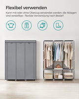 1 x RAW Customer Returns SONGMICS fabric wardrobe, 45 x 130 x 167 cm, 3 hanging compartments, with shelves, 4 side pockets, plenty of space, for bedroom, living room, grey RYG092G02 - RRP €33.5