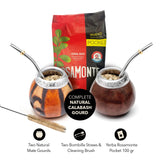 1 x RAW Customer Returns balibetov Set with 2 Yerba Mate Gourd and 1 pack of 100g Yerba Mate - Yerba Mate Cup Argentina - 2 Mate cups, 2 Bombilla, 1 cleaning brush, 1 loose Yerba Mate bag - RRP €38.0