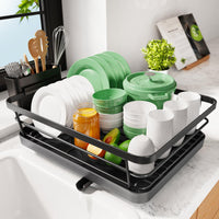 1 x RAW Customer Returns Kitsure Dish Drying Rack, Space Saving Dish Rack, Dish Rack for Kitchen Counter, Durable Stainless Steel Kitchen Drying Rack with Cutlery Holder, White - RRP €24.19