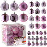 6 x Brand New Prextex Pink Christmas Baubles for Christmas Decorations - 36 Pieces Shatterproof Christmas Tree Ornaments with Hook - Christmas Tree Decorations Combo of 6 Styles in 3 Different Sizes  - RRP €119.94