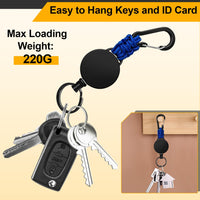 2 x RAW Customer Returns Key ring extendable, retractable key ring, 4 pieces lanyard extendable ID card yo-yo with 60 cm steel wire rope, ID holder extendable with carabiner - RRP €22.18