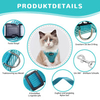 2 x Brand New Adjustable cat harness escape-proof, cat harness with leash collar pendant set, soft harness for cat chest harness for cats kittens dogs puppies Blue Lake, XL  - RRP €40.8