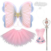 17 x RAW Customer Returns Butterfly costume girls 4 pieces with tulle skirt wings magic wand and headband suitable for children from 2 to 8 years carnival - RRP €170.51