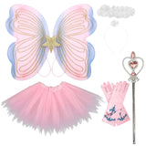 17 x RAW Customer Returns Butterfly costume girls 4 pieces with tulle skirt wings magic wand and headband suitable for children from 2 to 8 years carnival - RRP €170.51