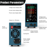 1 x RAW Customer Returns HANMATEK HM605 Benchtop Power Supply 60V 5A Adjustable Switching Regulated Laboratory Power Supply 4-Digit LED Display Manually Settable LOCK Function - RRP €85.56