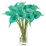 2 x Brand New 12 pcs Artificial Flowers Calla Lily with Glass Vase, Decor Artificial Flowers Very Real, Plastic Flowers Calla PU Latex Real Touch, Calla Fake Flowers Blue for Wedding Party Living Room Office Hotel Kitchen - RRP €20.14