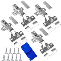 1 x RAW Customer Returns Set of 4 kitchen cabinet hinges 110 degree soft close automatic hinge 35 mm cabinet door hinges with 1 punch template - RRP €14.99