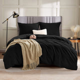 1 x RAW Customer Returns WAVVE bed linen 220x240 3 pieces black - duvet cover 220 x 240 set with pillowcases 80x80 cm, bed linen sets 240x220 made of microfiber with zipper soft and non-iron - RRP €26.21