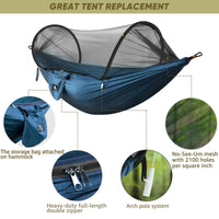 1 x RAW Customer Returns NATUREFUN Ultralight Travel Hammock with Mosquito Net for Camping 300kg Load Capacity, Breathable, Nylon Quick-Drying Parachute 2 Premium Carabiners, 2 Nylon Slings - RRP €33.99