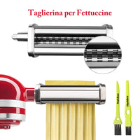 1 x RAW Customer Returns Italdos, Pasta Roller and Cutter Compatible with KitchenAid, 3-in-1 Set, Lasagna Roller, Fettuccine and Spaghetti Cutter, Stainless Steel Pasta Machine with Cleaning Brushes - RRP €108.19