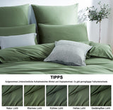 1 x RAW Customer Returns Lanqinglv bed linen 135x200cm cotton dark green plain reversible bed linen set single bed 2-piece - Renforce duvet cover 135x200cm with zipper and 1 pillowcase 80x80cm - RRP €30.24