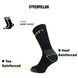 1 x RAW Customer Returns Caterpillar 12 Pairs Work Socks Mid Calf Calf Height - Safety Shoes - Reinforced Heel Toes - Terry Cotton Black, 46-50  - RRP €34.87