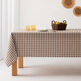 1 x RAW Customer Returns GAMUSI Stain-Resistant Tablecloth Touch Rectangular Vichy Check Fabric, Waterproof Cotton, 140x240 cm Taupe Color - RRP €21.99