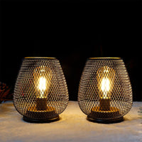 1 x RAW Customer Returns TRIROCKS Set of 2 17cm Tall Metal Cordless Table Cage Lamps Battery Operated Lanterns with LED Bulb for Gardens, Weddings and Parties Indoors Brown  - RRP €34.25