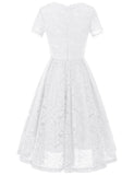 1 x RAW Customer Returns DRESSTELLS women s lace dress mother of the bride dresses, knee-length elegant bridesmaid cocktail dress, rockabilly floral dress short sleeve white XL - RRP €57.99