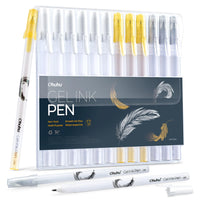 1 x RAW Customer Returns Ohuhu Gold Silver White Gel Pens 12 Pack Extra Fine Point Pens Opaque Gel Ink Pens Smooth White Ink Pens for Highlight Black Paper Art Drawing Sketching Illustration - RRP €13.1