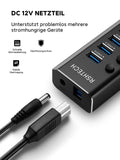 1 x RAW Customer Returns RSHTECH 16 Port USB Hub Active 3.0 with 100W power supply, aluminum multiport USB 3.0 hub with 12V 8.3A power supply and switch, for PC, mobile HDD, flash drive, professional business grade, RSH-A16 - RRP €76.63